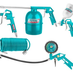 Kit, 5 Accesorios De Aire Total Para Compresor, Conector Tipo Usa - Pistolas Y Manguera 4 Metros - Tatk053-1