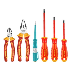 Set, Juego De Herramientas Combinadas, Destornilladores Y Alicates Aislados Total, Línea Industrial, 1000v Electricista, 6 Piezas - Thkist3062 Naranja