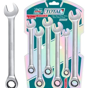 Juego De 6 Llaves Total Combinadas, Fijas Y Estrellas Con Crique, 8-17mm - Tht102rk566 Turquesa