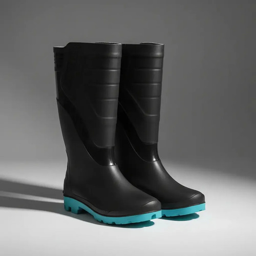 Botas De Lluvia Negras Total Pvc Reforzadas Unisex Caña Alta Negro 40