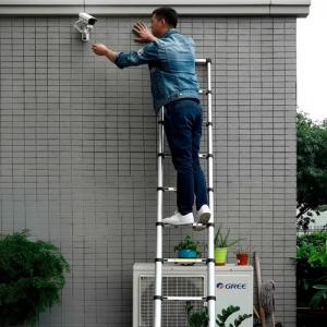 Escalera Aluminio Telescopica Plegable 14 Esc 4m Hasta 150kg Blanco