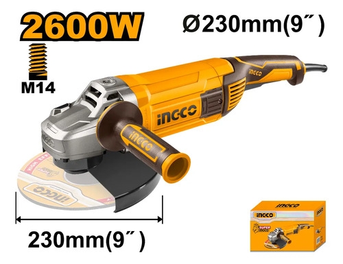 Amoladora Angular 2600w Ingco Industrial 9'' (230mm) Ag26008 - Imagen 2