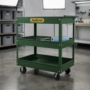 Carro De Carga Metal Verde Oscuro Con 4 Ruedas De Goma Para Taller Jadever Jdcs1a13