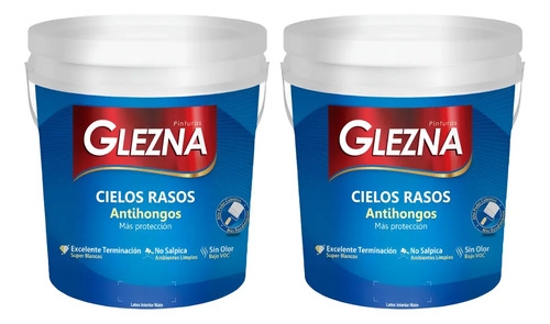 Pintura Glezna Cielos Rasos 18+18l Antihongos Latex Promo!! Blanco Mate - Imagen 3