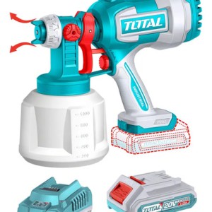 Pistola Para Pintura Inalámbrica Total 20v - Flujo 800ml P/min, Capacidad 1000ml, 120din-s - Con 1 Batería 2.0ah Litio-ion Y Cargador - Tsgli20042 Turquesa