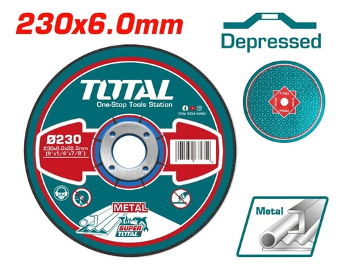 Disco Desbaste Metal 9´´ 230mm X 6 Mm Total Tac2232301 Turquesa - Imagen 2
