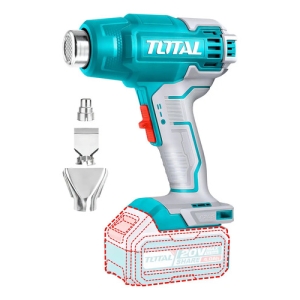 Pistola De Calor Inalámbrica Total 20v Industrial, Dos Temperaturas 300ºc / 550ºc - Con 3 Boquillas - No Incluye Batería Ni Cargador - Tbli2002 Turquesa