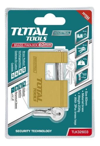 Candado Antipalanca Bronce Macizo 60mm Total Tlk32603 Elsue Dorado