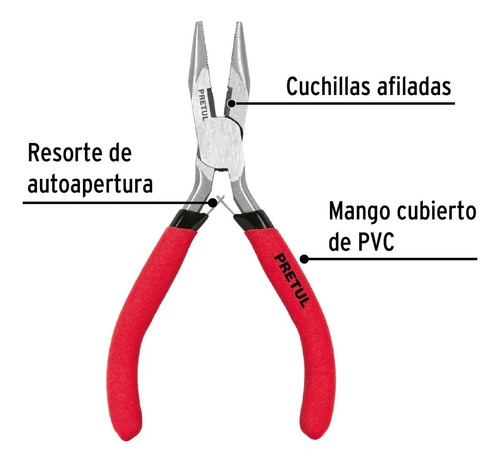 Pinza De Punta Y Corte 5'' Pretul Pmp-pu4 22662 - Imagen 4