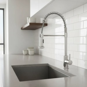 Monocomando De Cocina Pileta Con Extensible Gourmet Plateado Brillante