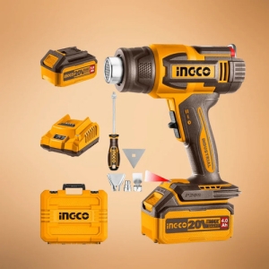 Pistola De Calor 550 Grados 20v Ingco Con Bat 5a Valija Naranja Claro
