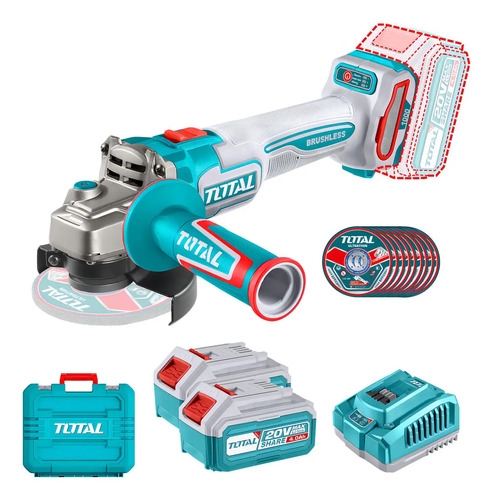 Amoladora Inalámbrica Bateria 20v Total 1000w 115mm Industri Turquesa - Imagen 6