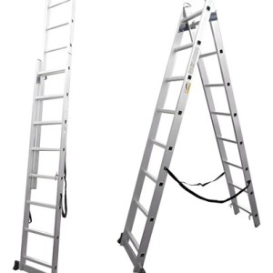Escalera Extensible Aluminio Elsue Colisa 2 Tramos 20 Escalones Plegable Gris