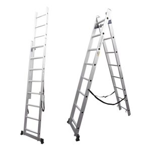Escalera Extensible Aluminio Elsue Colisa 2 Tramos 20 Escalones Plegable Gris