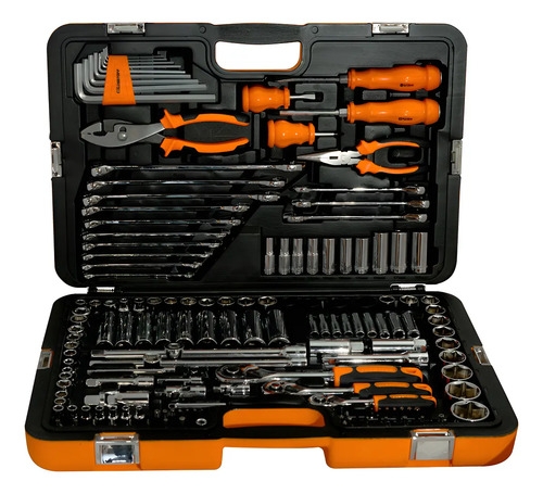 Juego Herramientas Lusqtoff 150pzs Racing Caja Set Tubos Naranja