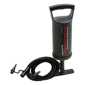 Bomba De Aire Manual Double Quick I-intex Con 3 Boquillas, Color Negro
