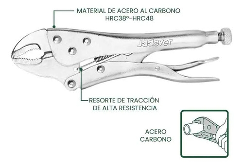 Pinza Morsa 10 Muelas Curvas Jadever Jdlp1110 - Imagen 3