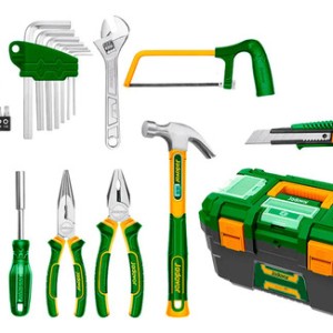 Kit De Herramienta 85 Piezas Martillo Llave Pinza Cutter Color Verde Con Amarillo
