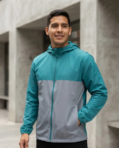 Campera Impermeable Total Talle Xl Elsue Azul Petróleo Xl Liso