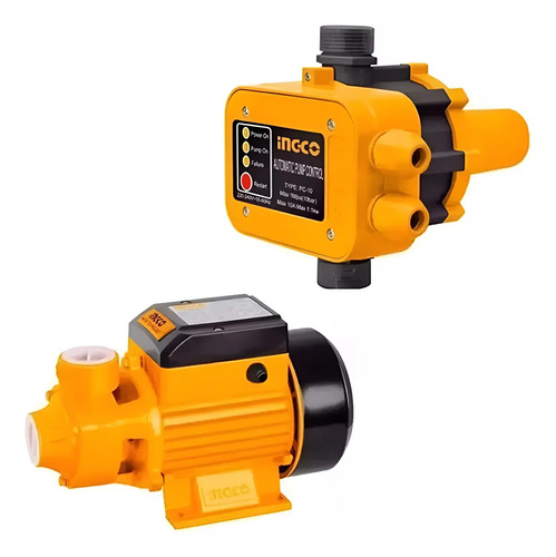 Kit Bomba Periferica 0.5hp + Press Control Automatico Ingco Amarillo 60 Monofásica