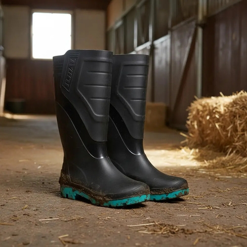 Botas De Lluvia Negras Total Pvc Reforzadas Unisex Caña Alta Negro 43 - Imagen 4