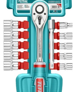 Juego De Dados, Tubos Y Llave Crique Total, 12 Piezas, Encastre 1/4'' - Tht14114126 Turquesa