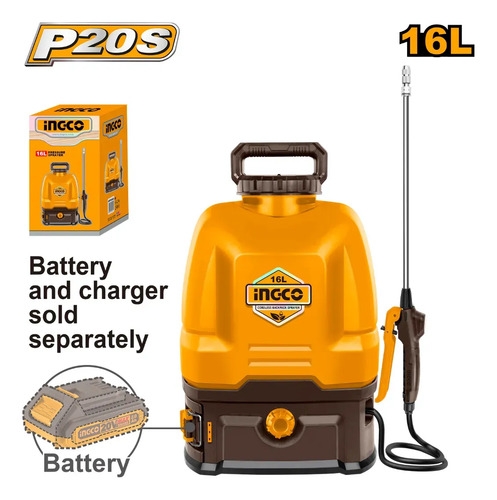 Pulverizador Fumigador De Mochila 16lts A Bateria Ingco Amarillo - Imagen 2