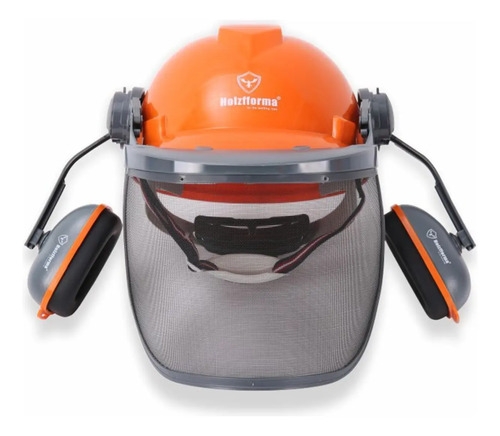 Kit Seguridad Jardin Máscara + Orejera Y Casco Holzfforma Naranja - Imagen 2