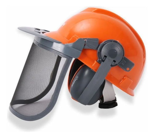 Kit Seguridad Jardin Máscara + Orejera Y Casco Holzfforma Naranja - Imagen 3