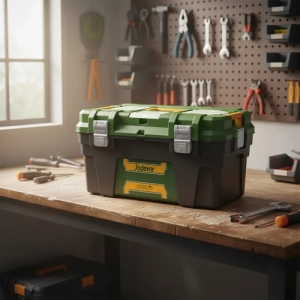 Caja Plastica De Herramientas Jadever 24 Cierre Metalico Verde Musgo