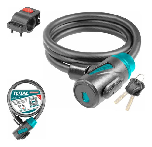 Candado Para Bicicleta 12x1000mm Con Cerradura Total Negro