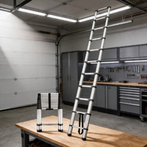 Escalera Aluminio Telescopica Plegable 7 Esc 2m Hasta 150kg Blanco