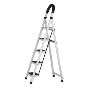 Escalera Metal Familiar Plegable Tijera 5esc 1.5m Hasta 150k Blanco