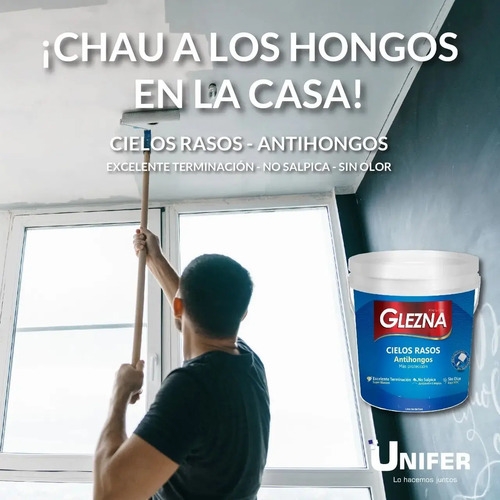 Pintura Glezna Cielos Rasos 18+18l Antihongos Latex Promo!! Blanco Mate - Imagen 6