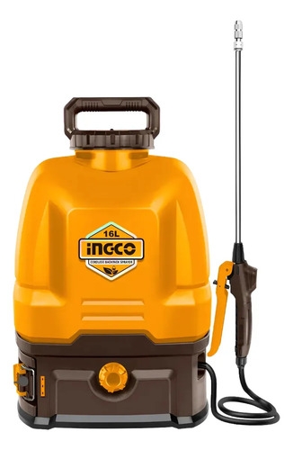 Pulverizador Fumigador De Mochila 16lts A Bateria Ingco Amarillo