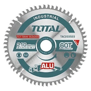 Disco Corte Aluminio Total Para Ingletadora, 8.1/4'''' 210mm, Eje 30mm Con Anillo Reductor, 60 Dientes - Tac233523 Plateado