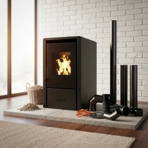 Calefactor Estufa A Pellet Warm 7500kcal 75m2 C/caños P01-h Grafito