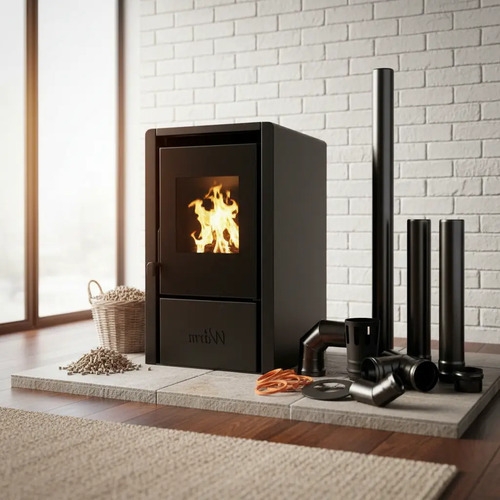 Calefactor Estufa A Pellet Warm 7500kcal 75m2 C/caños P01-h Grafito