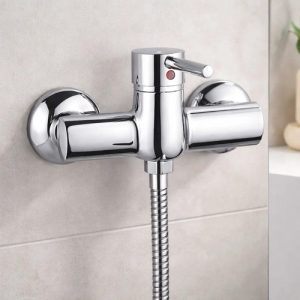 Grifería De Baño Universal Tero Monocomando Ducha Pared Monocomando Palito Sin Transferencia  Brillante