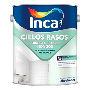 Pintura Para Cielo Raso Inca Directo Sobre Hongos 4 Litros Acabado Mate Color Blanco