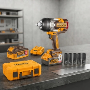 Llave De Impacto 20v Brushless 3/4 1050nm Ingco 2bat 5a Dado Naranja Oscuro 50 Hz/ 60 Hz