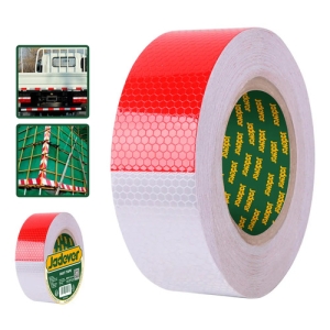 Cinta De Señalización Reflectiva Jadever Panal Rojo, 5 Cm X 25 M
