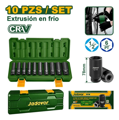 Set 10 Dados De Impacto Profundo Jadever Jdms2d02 Color Negro - Imagen 2