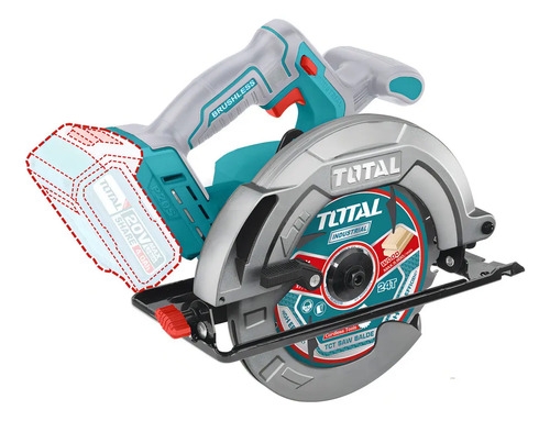 Sierra Circular Inalámbrica Total 20v - Motor Brushless, Sin Carbones - 7.1/4 Pulgadas, 185mm - 4.800rpm - Incluye 1 Disco De Corte - No Incluye Batería Ni Cargador - Tsli1851 Turquesa 50 60hz