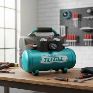 Compresor Inalambrico Sin Aceite Total 6 Litros 120psi 40v Turquesa 50 Hz Monofásica