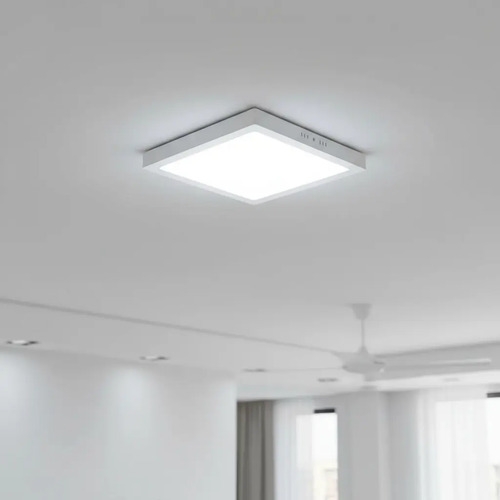 Panel Led Plafón 12w Foco Sobrepuesto Redondo Luz Fría Techo Cuadrado Blanco - Imagen 6