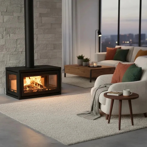 Calefactor A Leña Metávila Louvre De Alto Rendimiento 860tf Con Doble Combustión Para 250m² - Imagen 5