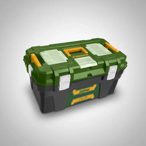 Caja Plastica De Herramientas Jadever 24 Cierre Metalico Verde Musgo - Imagen 4