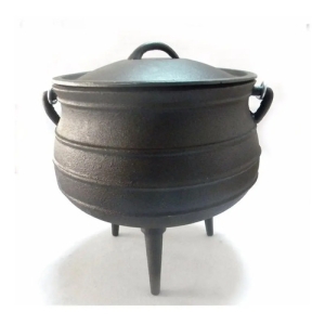 Olla De Hierro Fundido Fundicion Con 3 Patas Y Tapa 70 Negro