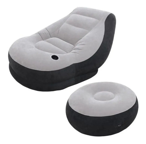 Sillón Con Apoya Pies Inflable Intex 68564 Con Porta Vaso Gris - Imagen 2